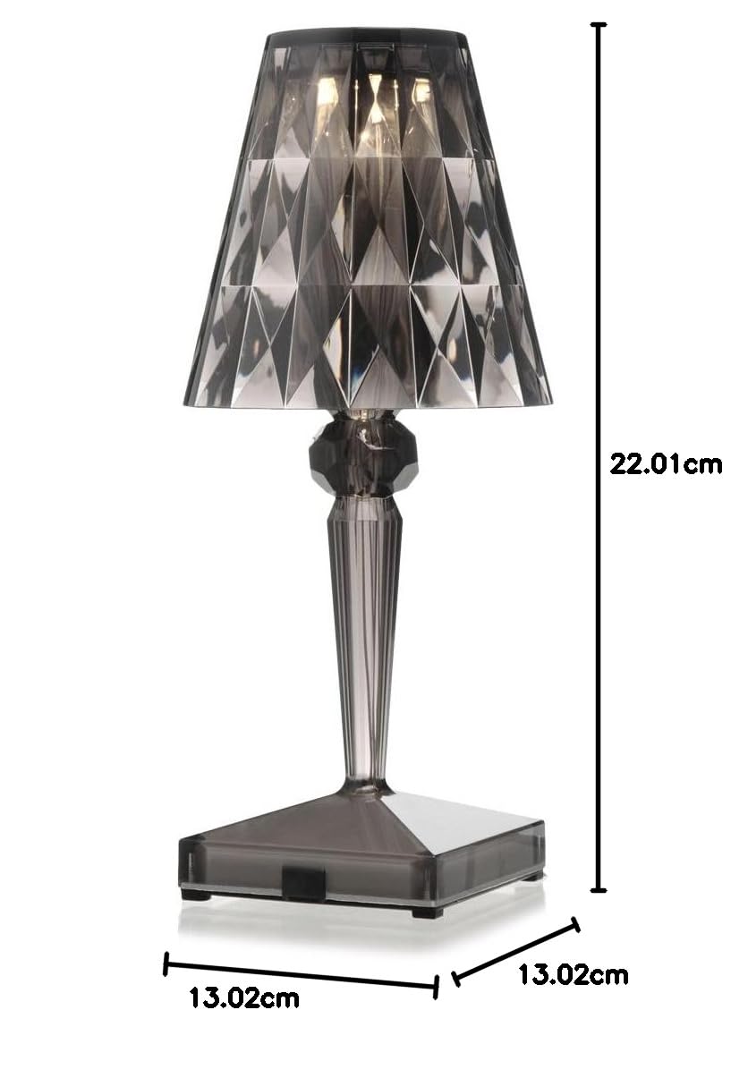Kartell Battery Lampada da Tavolo, Confezione da 1 Pezzo, Fumè, Cristallo, 15x43 cm