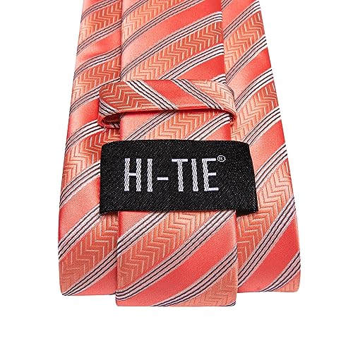 Image of Hi-Tie Men's Tie Sets Silk Paisley Striped Necktie Pocket Square Cuff-links Sets Wedding Business Holiday