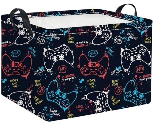 HIYAGON Rectangular Game Basket for Boys Kids Baby Storage Basket Storage Bin Organizer Box Room Decor(Game)