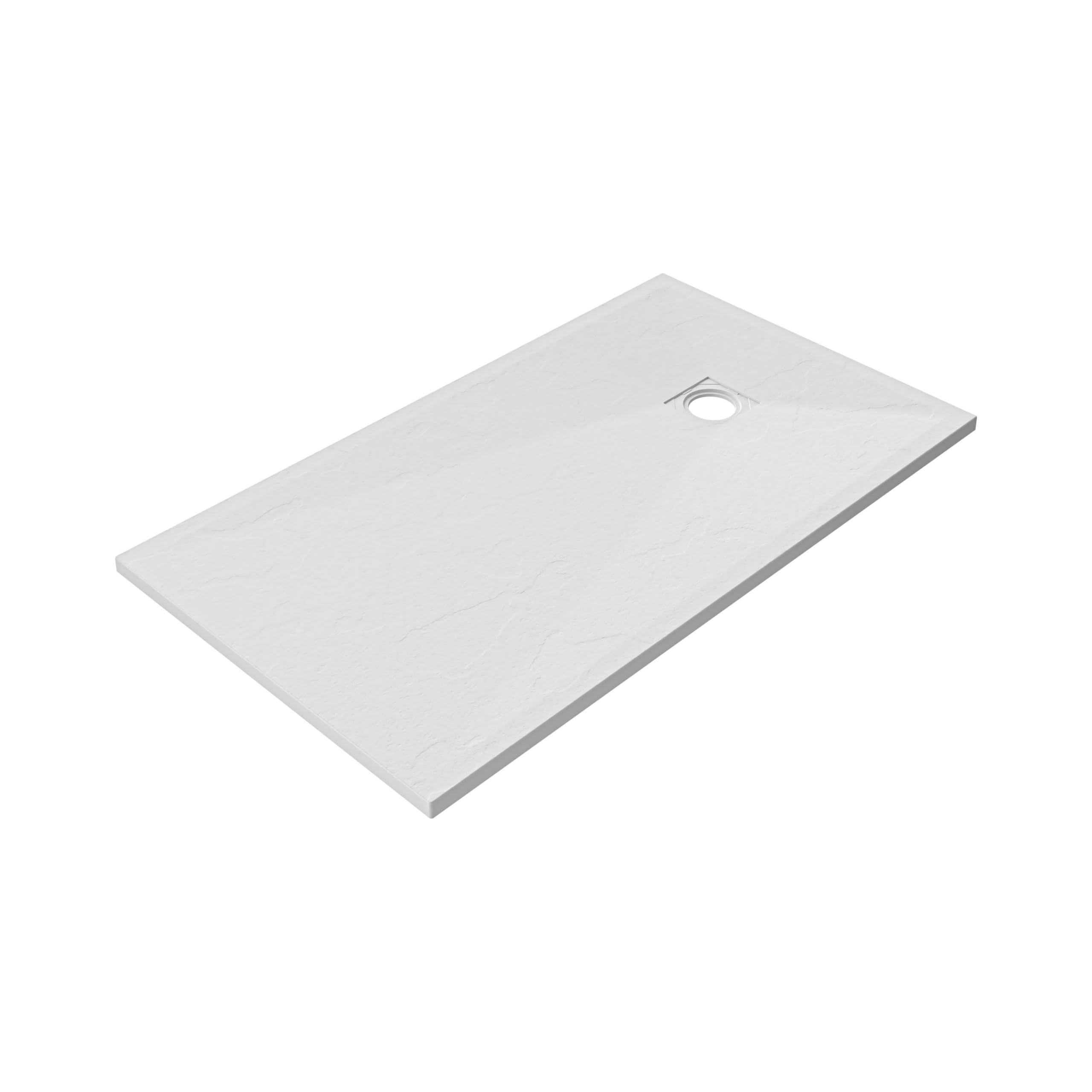 Piatto Doccia in Marmoresina Bianco Antiscivolo Effetto Pietra con Griglia Copripiletta h3cm (Bianco, 90x170)