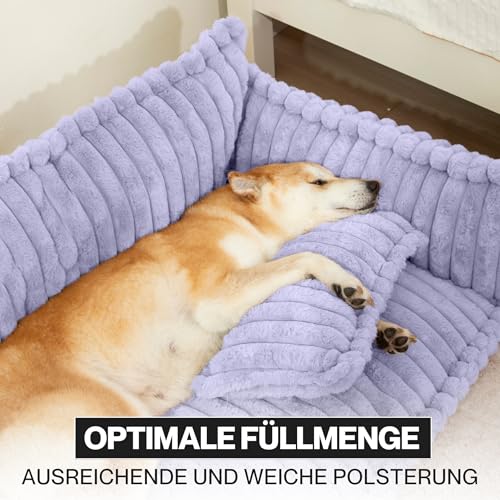 noviclass® Hundesofa Chaffar Hundebett | Orthopädische Matratze | Moderner Stil | Cord-Design Größen (Flieder, XL (120cm))