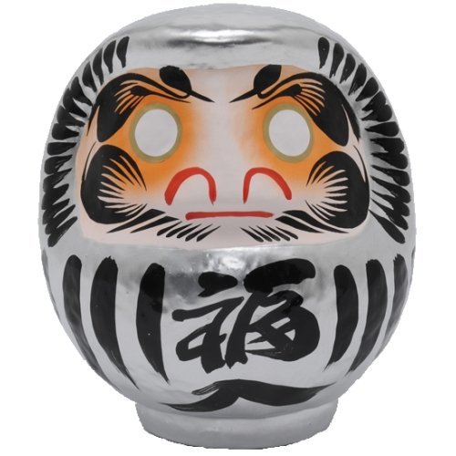 Daruma Doll Handmade in Takasaki,Japan #1 H4.3-Inch Silver