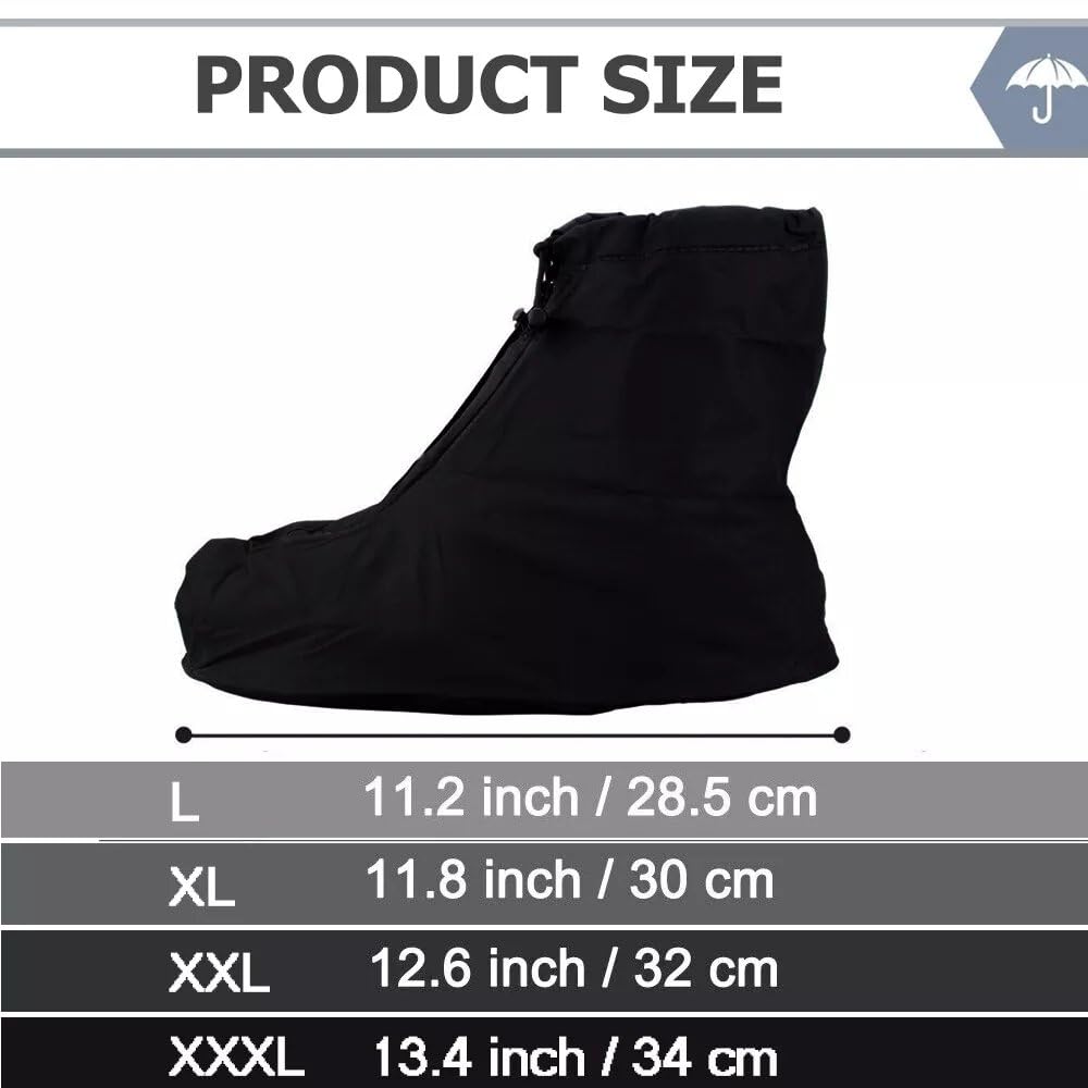 KANCOKIT Shoe Covers with Zipper Version Waterproof Shoe Covers Reusable Cycling Galoshes for Rainy and Snowy Outdoors Garden etc, Rain Boots for Men Women Kid (Black, L) (L)