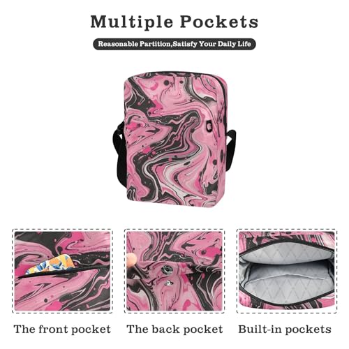 KLL Blush and Black Marbling small messenger bag for men Vegan Leather Crossbody Small Bags For Women Casual Shoulder Handbags2