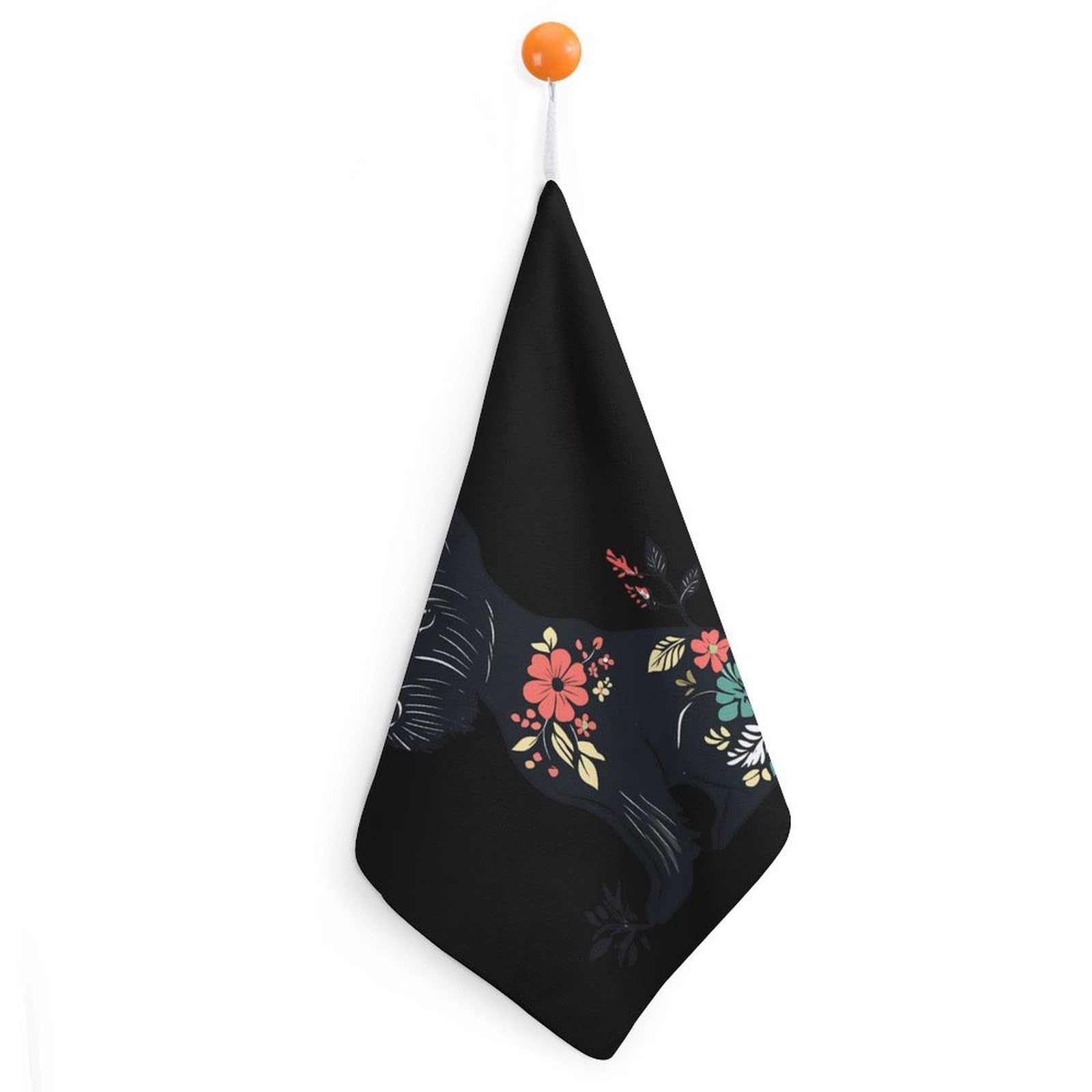 TXFBTRFSA Scottish Terrier Floral Hand Towels with Hanging Loop Kitchen Towel Handkerchiefs Cleaning Cloths