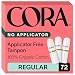 Cora Organic Cotton Non-Applicator Tampons; Chlorine & Toxin Free - Regular (72 Count)