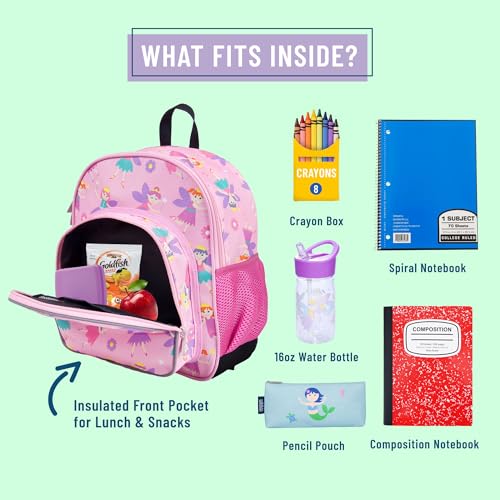Image of Wildkin 12 Inch Toddler Backpack for Kids, Fairy Princess | Ages 3-7, lightweight toddler backpack for daycare, preschool, and travel
