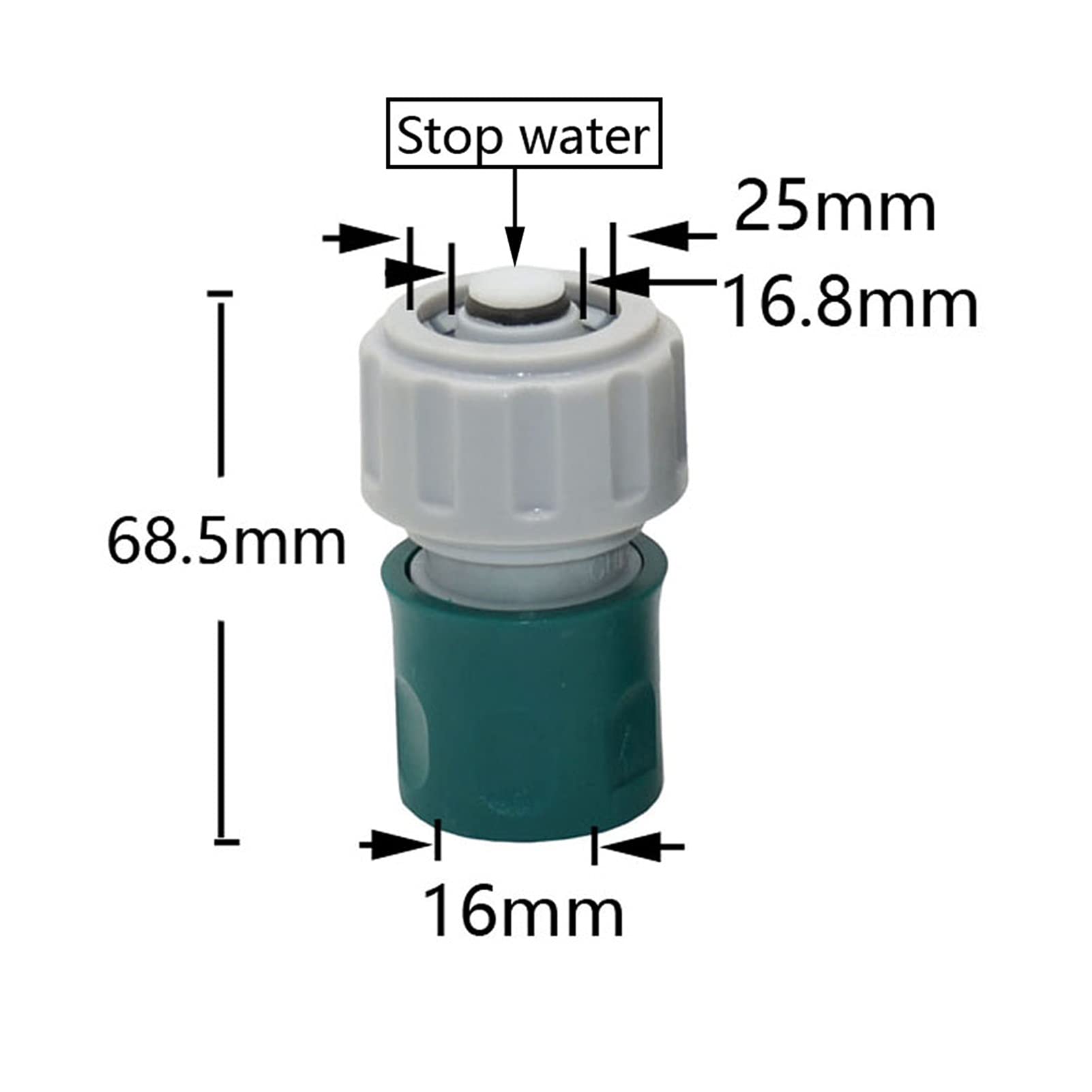 Adaptador de manguera de fontanería para jardín, 25 unidades, 16 mm, 20 mm, conector rápido de manguera de jardín de 1/2 3/4 pulgadas, conector de parada de agua para riego (color: 3I4 de parada)