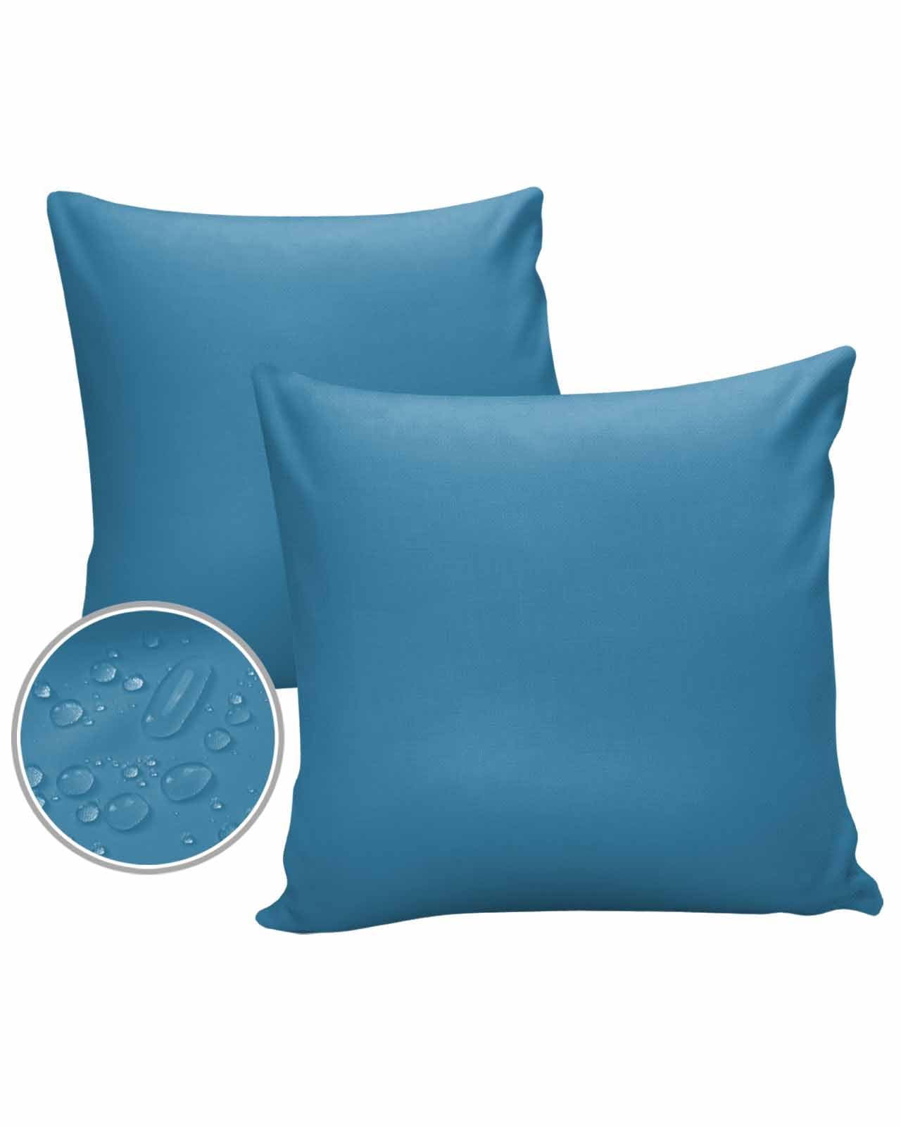 Boanket Outdoor Pillow Covers 20 x 20 Inches, Blue Waterproof Throw Pillow Cover Set of 2, Modern Pure Wave Ride Home Decorative Square Cushion Covers for Patio/Tent/Couch/Garden