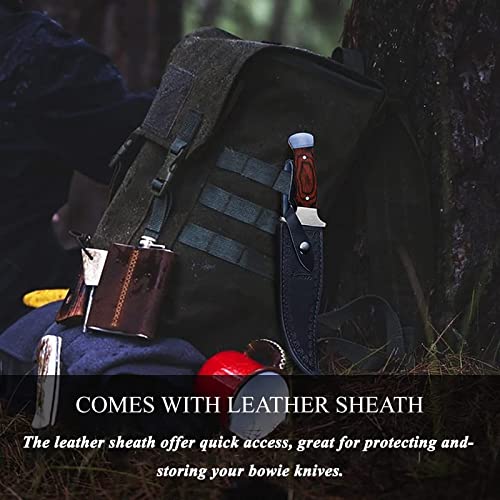 Fixed Blade Knives With Sheath Large Hunting Knife Full Tang Bushcraft Knives Skinning Knife Deer Hunting Knives, Big Camping Outdoor (B-Red) #TOP4