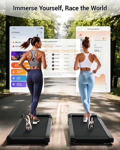 Image of DeerRun Under Desk Walking Pad Treadmill for Home & Office, 6% Manual Incline, 0.6-3.8 MPH Walking Speed, 300 lb Capacity, App & Remote Control