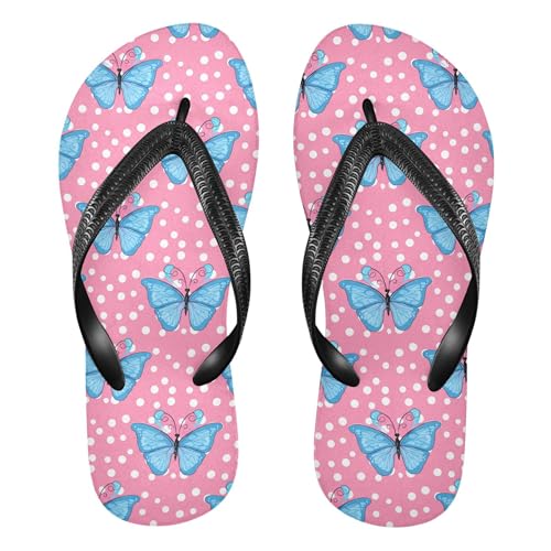Burbuja Light Blue Butterflies Flip Flops for Women Men, Soft Thong Sandals Rubber Slippers for Pool Beach Essentials