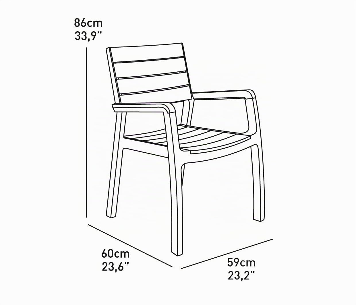 Keter Sedia Harmony con Braccioli, Graffite/Bianco, 59X80X66