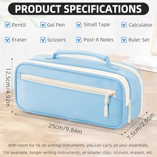 Image of Cute Pencil Case for Girls - Large Pencil Pouch for Girls,Big Capacity Portable Pen Bag,Special Aesthetic Pen Box with Handle,School Supplies Stationary Organizer for Kids Teens Adults