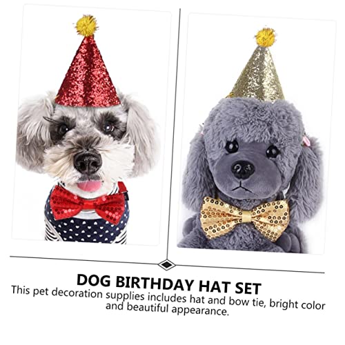 ABOOFAN Chapéu Para Animais De Estimação Gravata Borboleta Coleiras Para Cachorrinhos Conjunto De Jo