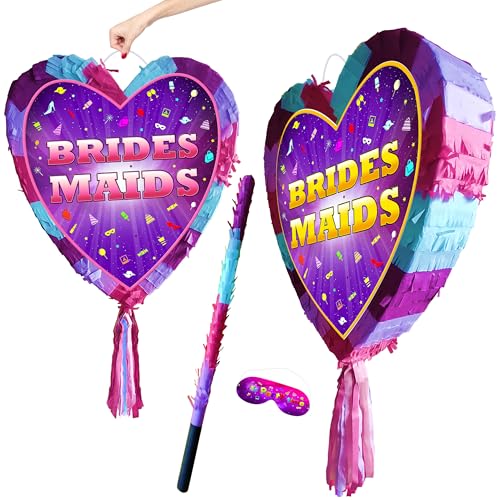 Piñata y palo para damas de honor, juego de aplastamiento para fiesta de boda, grande, 41 cm x 38 cm