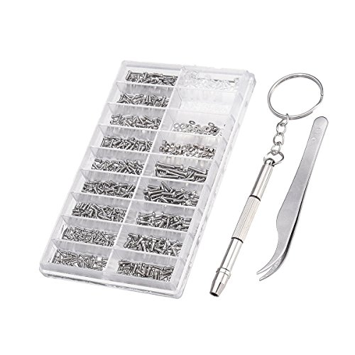OUNONA Kit de reparo de óculos 1000 peças para óculos e relógios Spectacles com parafusos pequenos,