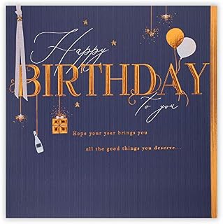 Clintons: Icons & Type Birthday Card for Him, Birthday Card for Male, Open Birthday Card Men 186x186mm 1159721 multi