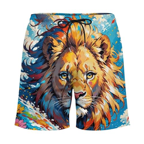Colorful-eagle Mens Swimming Trunks Board Shorts Beach Shorts with Pockets Bathing Suits4