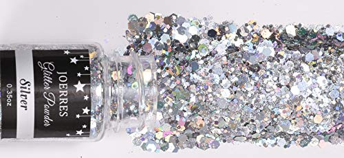 JOERRES Chunky & Fine Glitter Powder 15 Farben, holografische Chunky Pailletten schillernde Flocken (je 10 oz… – Bild 4