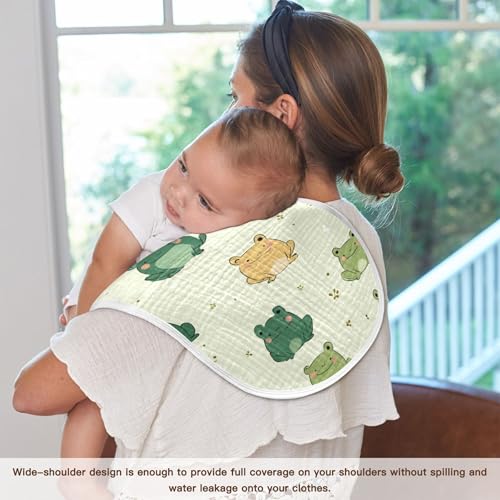 Cartoon Cute Frog Burp Cloths Baby Boys Girls Absorbent Soft Cotton Burping Cloths Rags, 4 Pack4