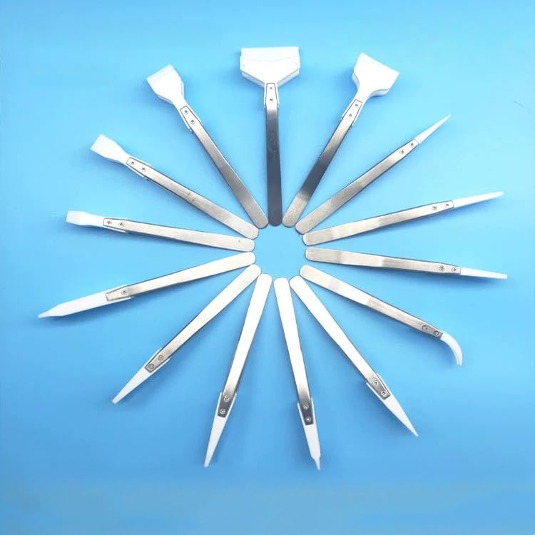 PTFE Teflon Tweezers for Wafer Handling - Precision Non-Stick Tweezers for Electronics and Laboratory Use(F4-LK)