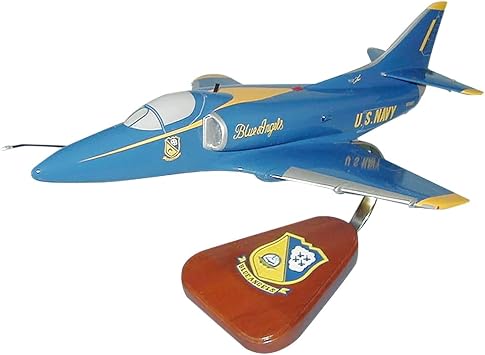 A-4 Skyhawk Blue Angel Navy Desktop Display Airplane Mahogany Wood Model Scale 1/40