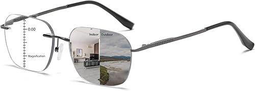 Miniatura 1 de Gafas de lectura sin montura progresivas multifocales fotocromáticas para hombres y mujeres, anti transición de luz azul, lectores multifocales