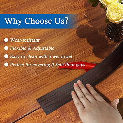 Floor Transition Strip Floor Cover Strips Self Adhesive Flooring Transitions Laminate Floor Strip 2" Wide Vinyl Floor Flat Divider Strip Elegant Wood Grain Design (5Cm, 3.3Ft, Black Walnut) #TOP4