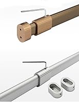 Vista 7 de Barra de ropa para armario ajustable con soportes finales Aleación de aluminio Negro 16-24 pulgadas Forma ovalada Cantidad-2pcs