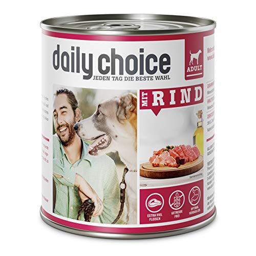dogz finefood Hundefutter nass - N° 2 Rind - Feinkost Nassfutter für Hunde & Welpen - getreidefrei & zuckerfrei - hoher Fleischanteil, 6 x 200 g Dose 2 daily choice - 12 x 800 g - Nassfutter für Hunde - getreidefrei - Mit Rind - 70% Frischfleisch- und Innereienanteil Optimale Verträglichkeit