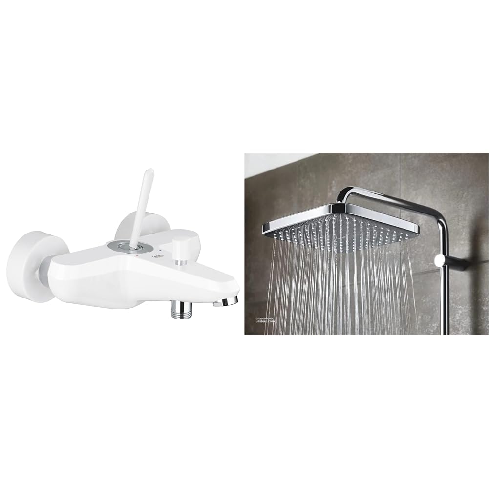 Grohe Eurodisc Joy Tek Kumandalı Banyo Bataryası + Tempesta System 250 Kare Duvara Monte Duş Sistemi Seti
