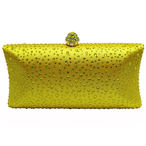 DMIX Womens Crystal Evening Clutch and Evening Bags with Sparkle Rhinestone Diamonds for Ladies Wedding Prom Evening Purse Yellow