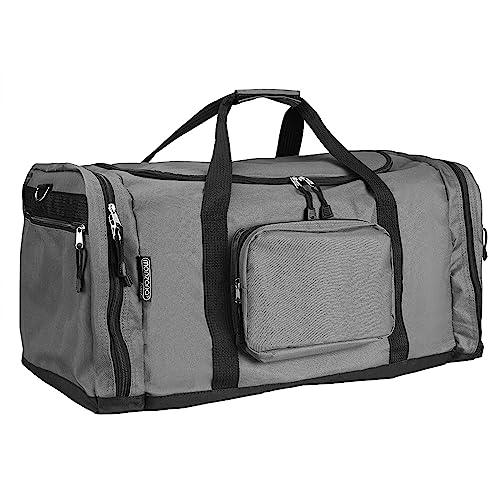 MONZANA® Travel Duffel Bag | 90L | Removable and Adjustable Shoulder Strap with Shoulder Pad | Front & Side Compartments | Sturdy Feet | 70 x 35 x 35cm | Gym Bag, Duffel Bag, Large Holdall Bag | Grey