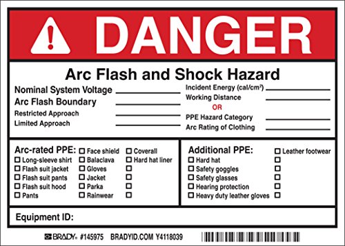 Arc Flash lot de 5 étiquettes adhésives vinyle rouge et noir pour signalisation