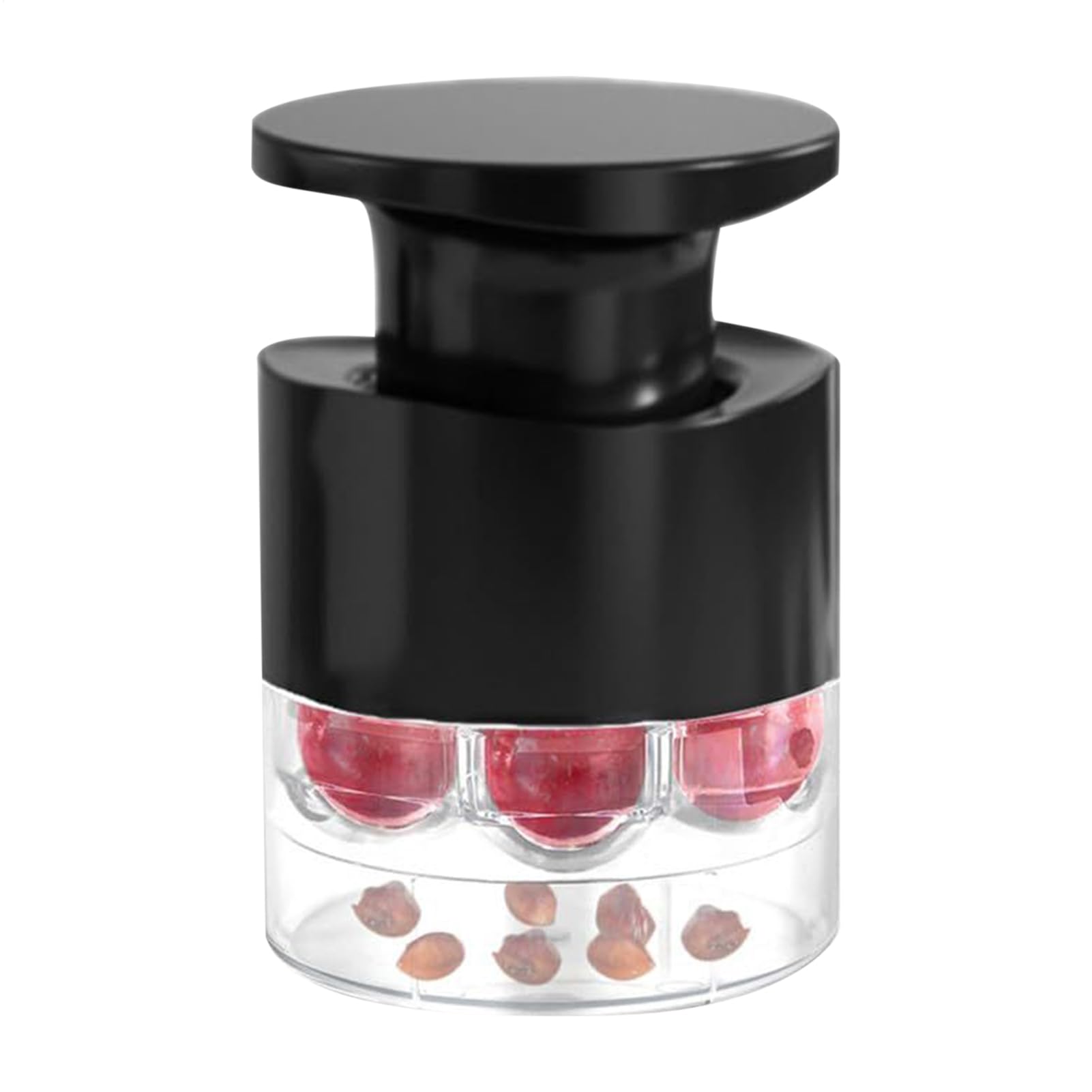 Dénoyauteur à Poussoir 7 Trous - Pour Cerises, Mirabelles, Dattes Rouges - Anti-éclaboussures, Facile à Nettoyer
