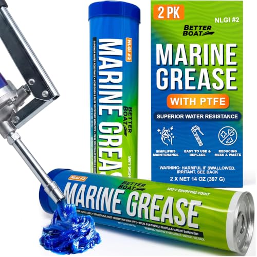 Better Boat Marine Grease Tube, 2 Pack 14 Oz, Waterproof Hig...