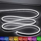 OWOFYDR LED Neon Light Strip White 16.4FT/5M 12V DC Waterproof Flexible Neon Led Strip Lights for In