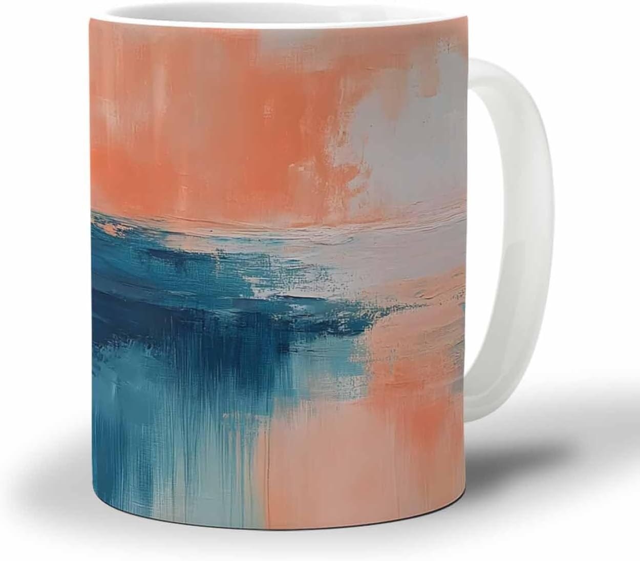BEMIGO Ceramic Coffee Mug Ocean Ceramic Mug White Cup, Nature Scenery Oil Painting Insulated Coffee Cup with Handle with Pattern Perfect for Tea and Hot Beverages, 12oz
