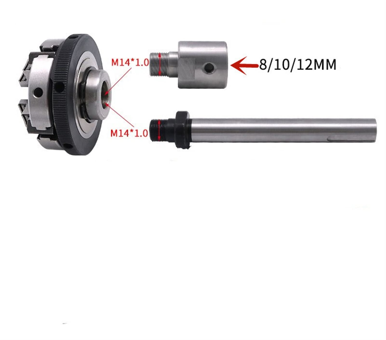 Uchwyt tokarski, Obsługiwany uchwyt M14x1 do wału silnika 6/8/10/12 / 14 16mm CNC. Maszyna części baterii Mini Tokarka(Shaft hole 6.35mm)