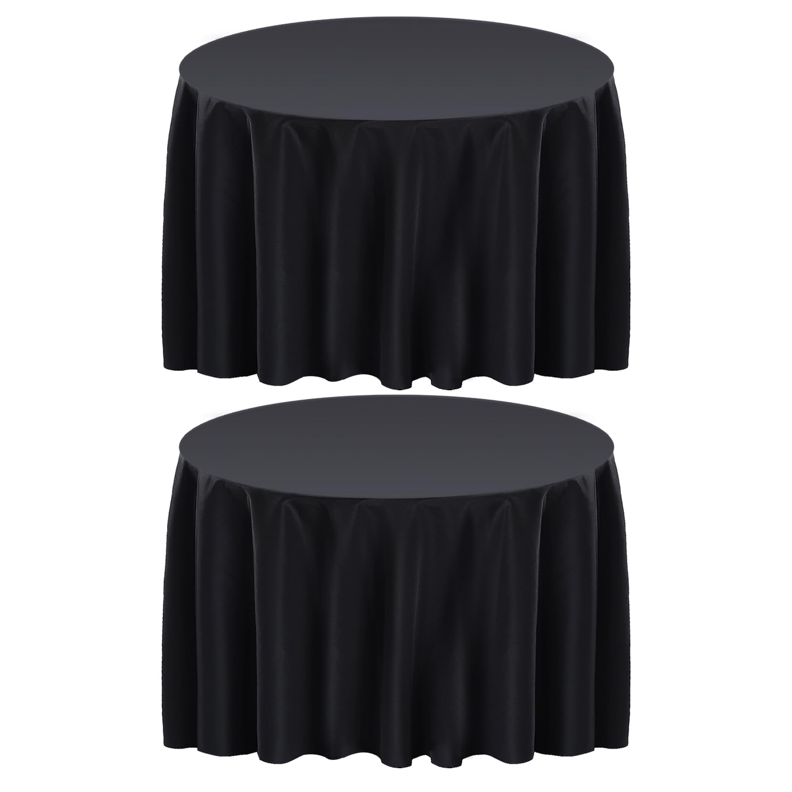 Surmente 2 Pack 132in Round Tablecloth, Decorative Black Table Cloths for Parties and Weddings,Stain Resistant Washable Polyester Round Table Cover for Dining Table Banquets