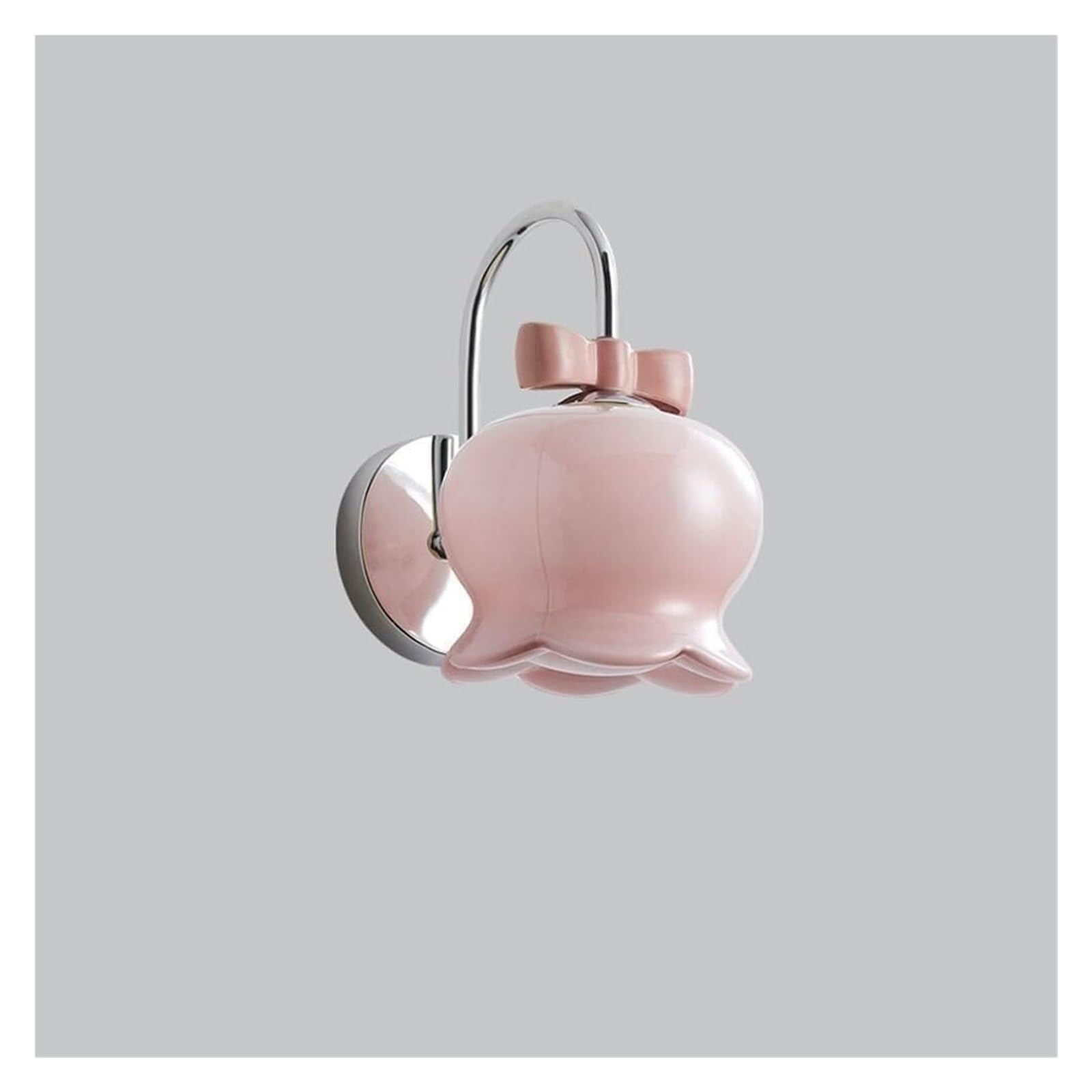 HUAYUSEDF Wall Sconce Sturdy White Milk Glass Gold Lamp Pink Sconces Bow Cute Lights for Girls Bedroom Chrome Flower Shade Nordic Modern Light for Bedside Kids Room(Pink-Chrome)(Pinkchrome)