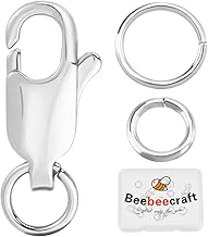 Beebeecraft 1 Box 6Pcs Lobster Claw Clasps 0.47x0.24in/12x6mm Platinum Plated Brass Silver Jewellry Clasps with 12Pcs 6/7mm Open Jump Rings for Necklace Bracelet DIY Making