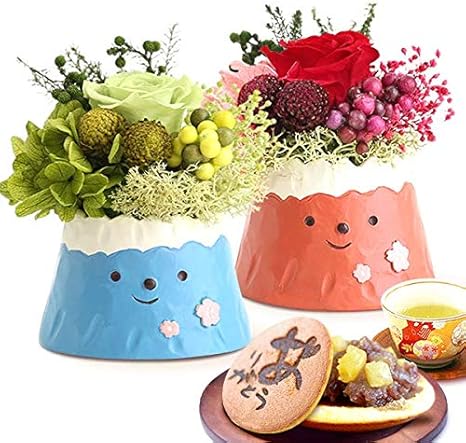 Amazon 誕生日 の プレゼント 人気商品 花 おいもや どら焼き お菓子 花とスイーツ お祝いギフト プリザーブドフラワー アレンジメント 富士山 赤 青 プリザーブドフラワー オンライン通販