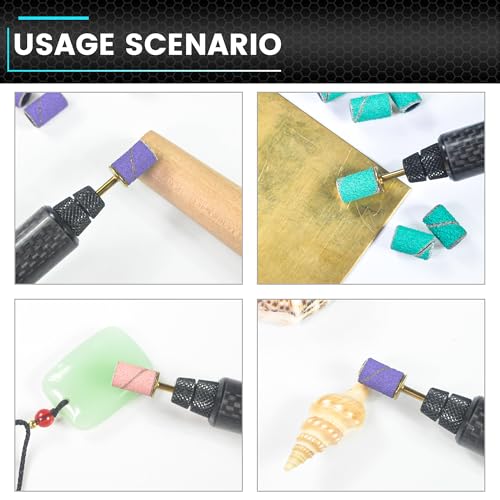 ARROWMAX 75-teiliges Schleiftrommel-Set, Schleifbänder mit Körnung 80, 120, 180, Mini-Trommelschleifhülsen mit 3/32-Zoll-Schaft-Trommelschleifdornen für Drill Dog Nagelschleifer