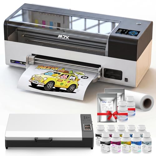 Image of MZK 14'' A3 Plus DTF Printer with F1080 printhead,One-Click Printer Moisturizing+24 /7 Automatic Timed Cleaning+Ink Anti-Clog Design,5 inch Smart Touchscreen,2X Speed Compared to L1800,2-Year Ink Included