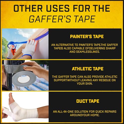 Image of D-NYX Gaffer Tape 3 Inch x 1 Pack Black Gaff Tape, Heavy Duty No Residue Gaffers Tape, Matte Finish, Non-Reflective, Multipurpose Real Professional Grade Black Gaffer Tape Waterproof