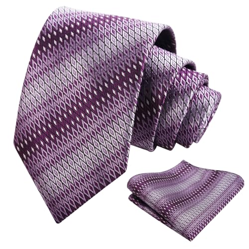Image of Alizeal Mens 3.15'' Gradient Novelty Pattern Tie Set with Pocket Square Casual Color Tie Set