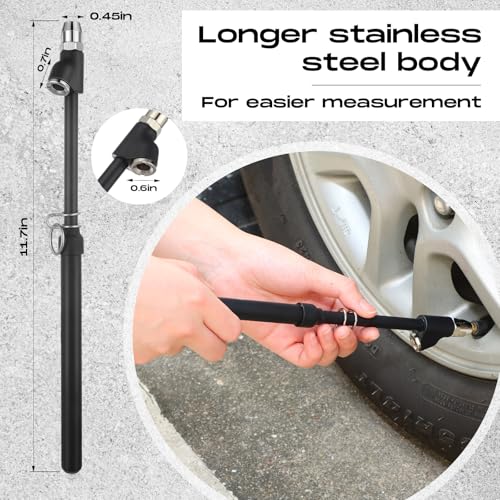Tallew 10 Pack Tire Pressure Gauge Black Heavy Duty Air Pressure Tire Gauge Dual Head Semi Truck Tire Pressure Gauge Range 10-150 PSI, Extended Tube Tire Gauge Suitable for Semi Truck, and Bus by Tallew - Image 2
