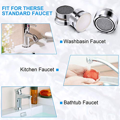 Oiiki 4Pcs Kitchen Faucet Aerator, Sink Aerator Replacement Parts With Brass Shell, 15/16-Inch 24Mm Male Thread Aerator Faucet Filter With Gasket, For Kitchen, Bathroom, Silver #TOP5